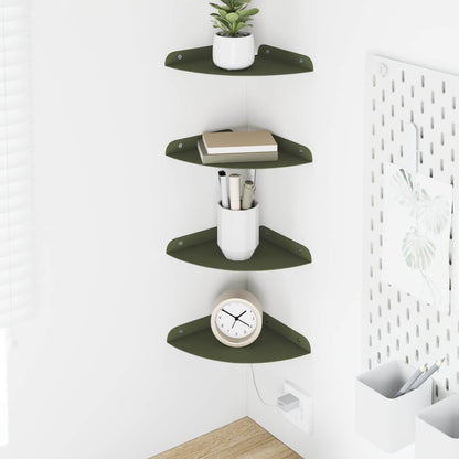 vidaXL Floating Shelf with Shelf 4 pcs Olive Green 18 x 18 x 2 cm