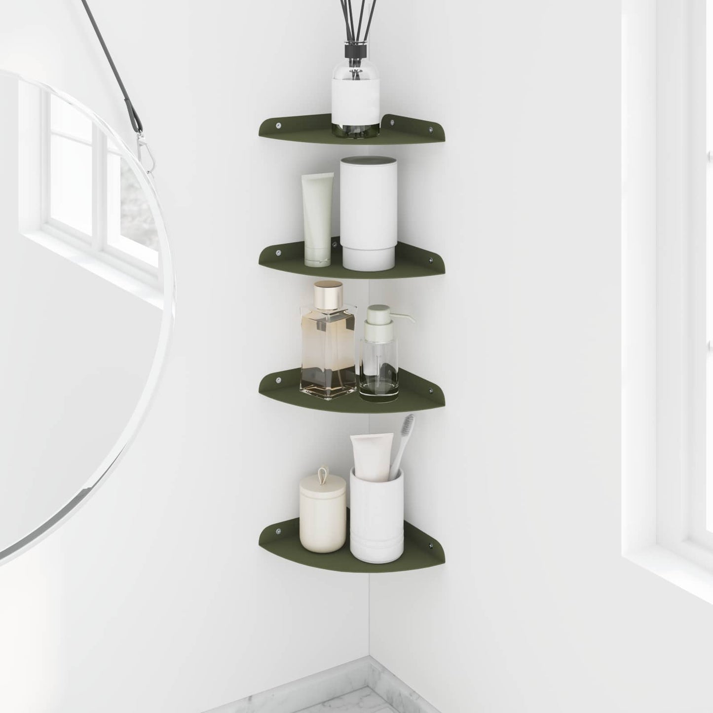 vidaXL Floating Shelf with Shelf 4 pcs Olive Green 18 x 18 x 2 cm