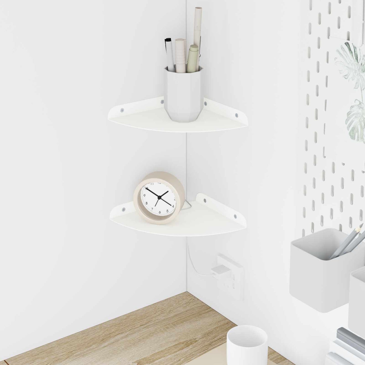 vidaXL Floating Shelf with Shelf 2 pcs White 18 x 18 x 2 cm