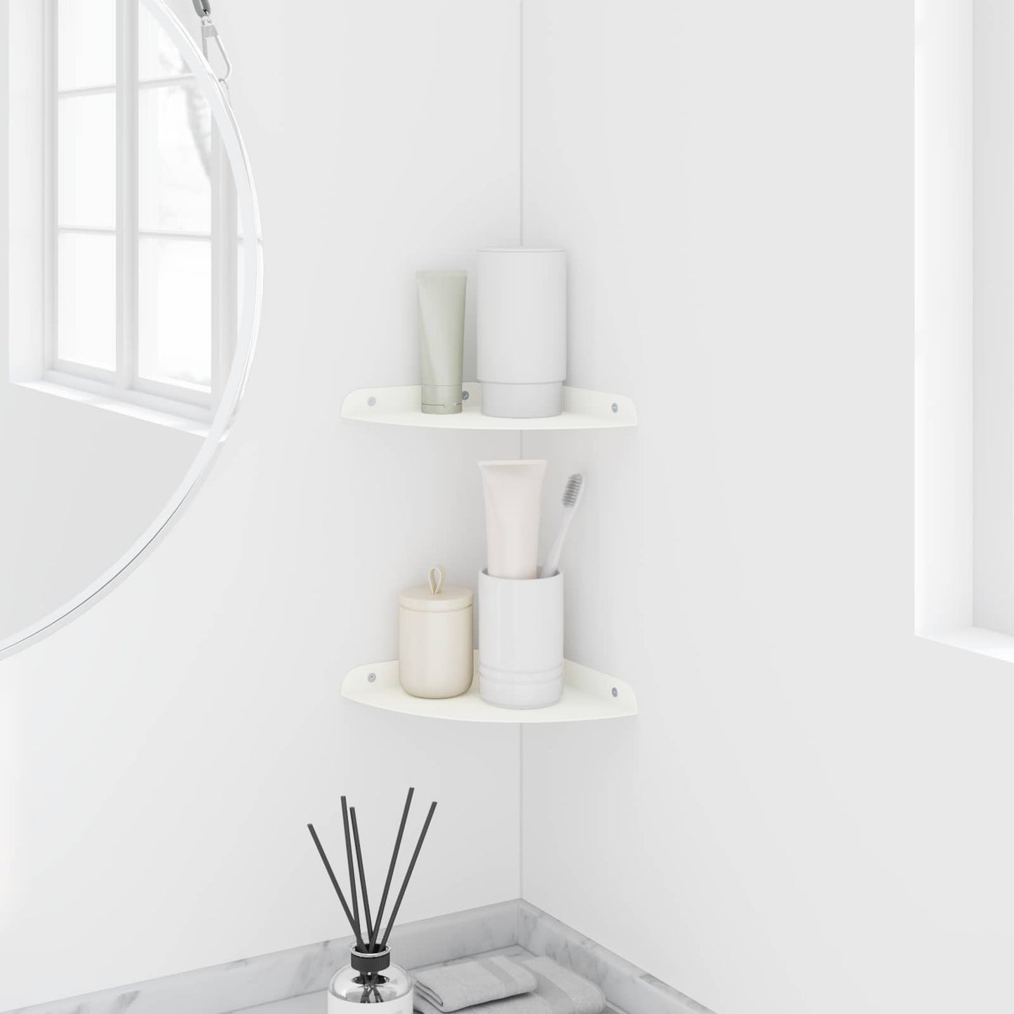 vidaXL Floating Shelf with Shelf 2 pcs White 18 x 18 x 2 cm