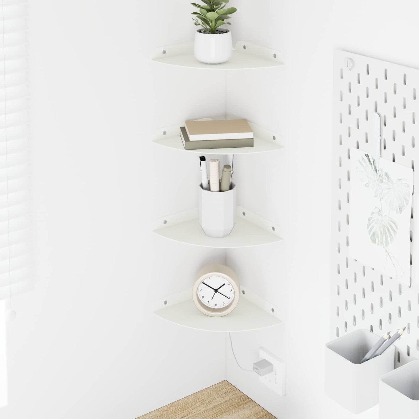 vidaXL Floating Shelf with Shelf 4 pcs White 18 x 18 x 2 cm