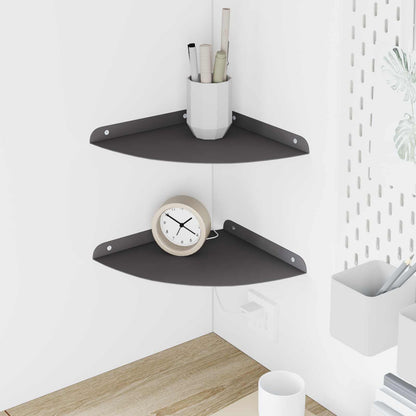 vidaXL Corner Floating Shelf with Shelf 2 pcs Black 24 x 24 x 2 cm
