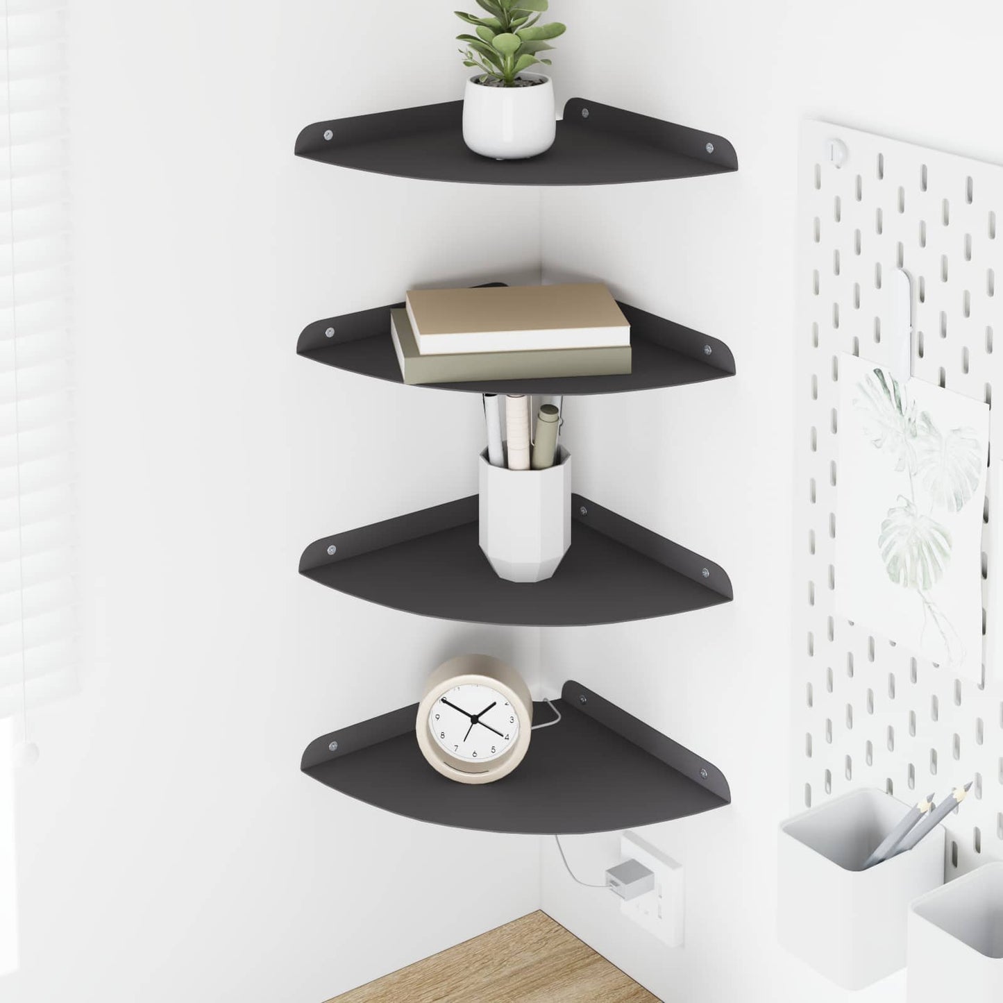 vidaXL Floating Shelf with Shelf 4 pcs Black 24 x 24 x 2 cm