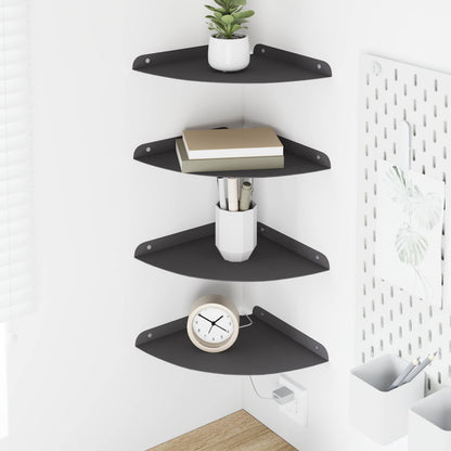 vidaXL Floating Shelf with Shelf 4 pcs Black 24 x 24 x 2 cm