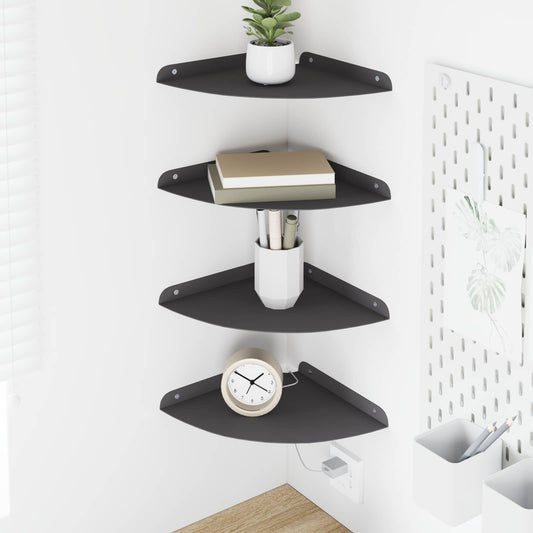 vidaXL Floating Shelf with Shelf 4 pcs Black 24 x 24 x 2 cm