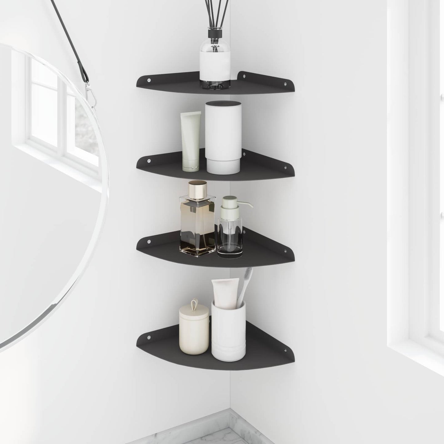 vidaXL Floating Shelf with Shelf 4 pcs Black 24 x 24 x 2 cm