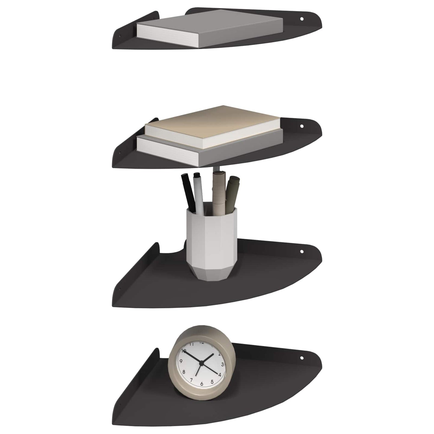 vidaXL Floating Shelf with Shelf 4 pcs Black 24 x 24 x 2 cm