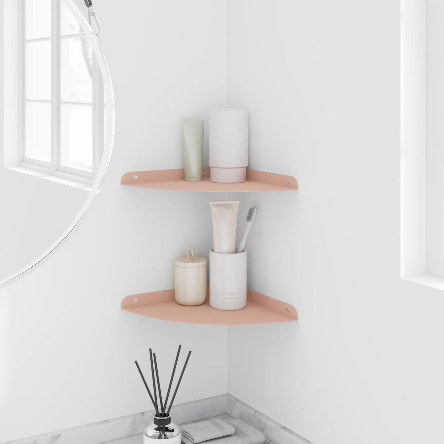 vidaXL Floating Shelf with Shelf 2 pcs Pink 24 x 24 x 2 cm