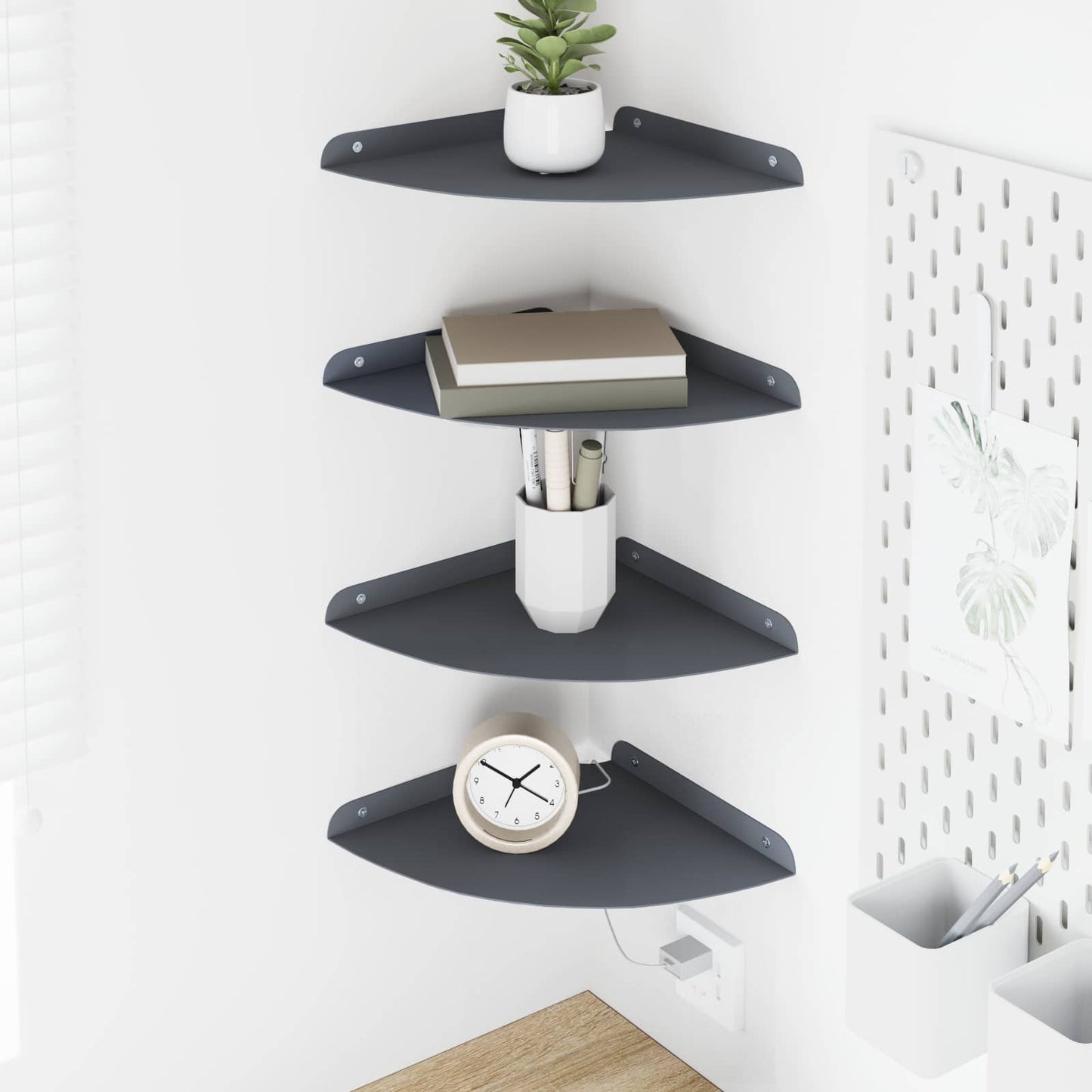 vidaXL Floating Shelf with Shelf 4 pcs Anthracite 24 x 24 x 2.3 cm