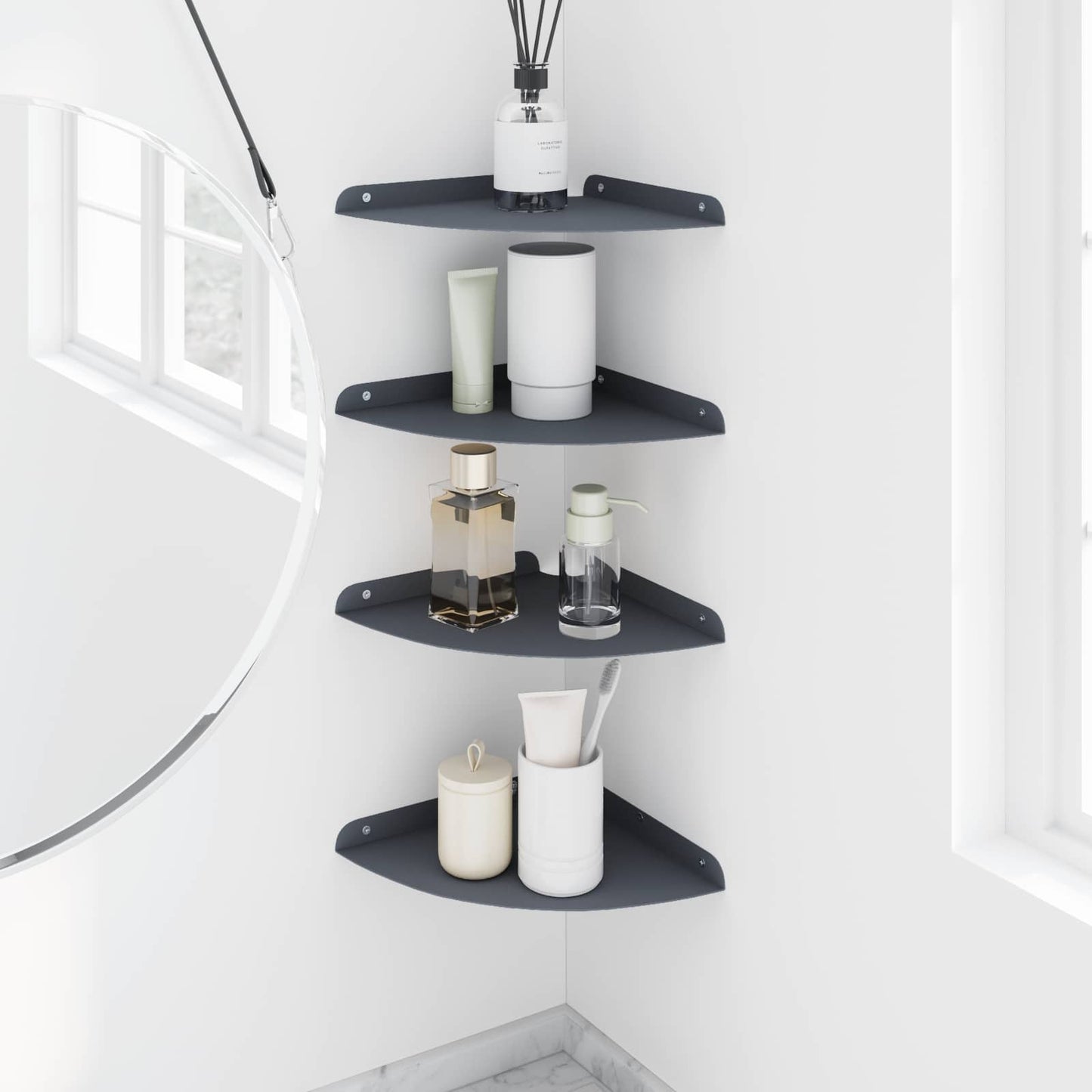 vidaXL Floating Shelf with Shelf 4 pcs Anthracite 24 x 24 x 2.3 cm