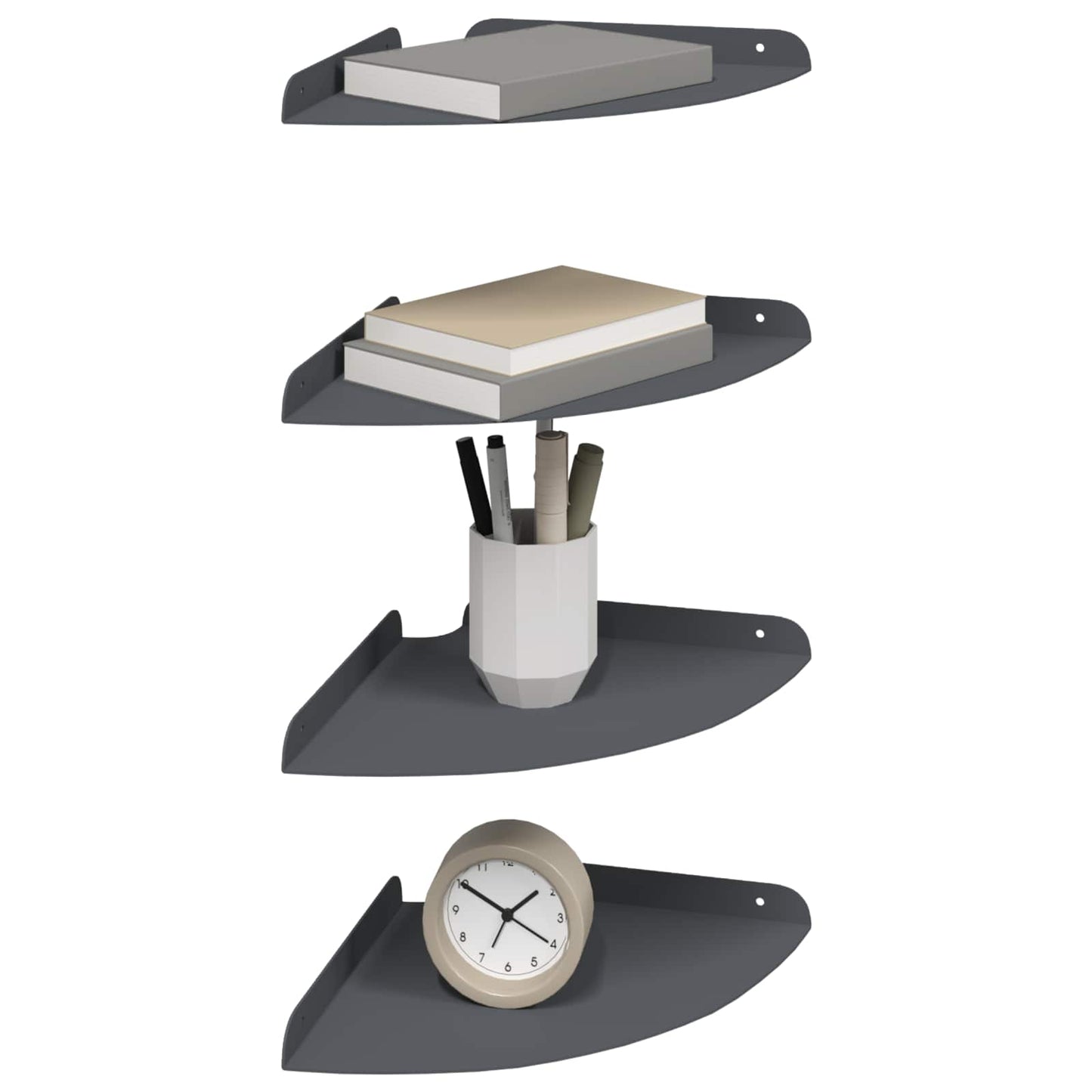 vidaXL Floating Shelf with Shelf 4 pcs Anthracite 24 x 24 x 2.3 cm