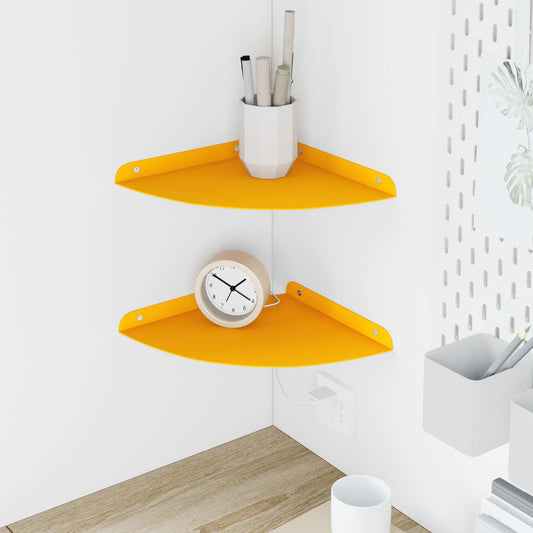vidaXL Floating Shelf with Shelf 2 pcs Mustard Yellow 24 x 24 x 2 cm