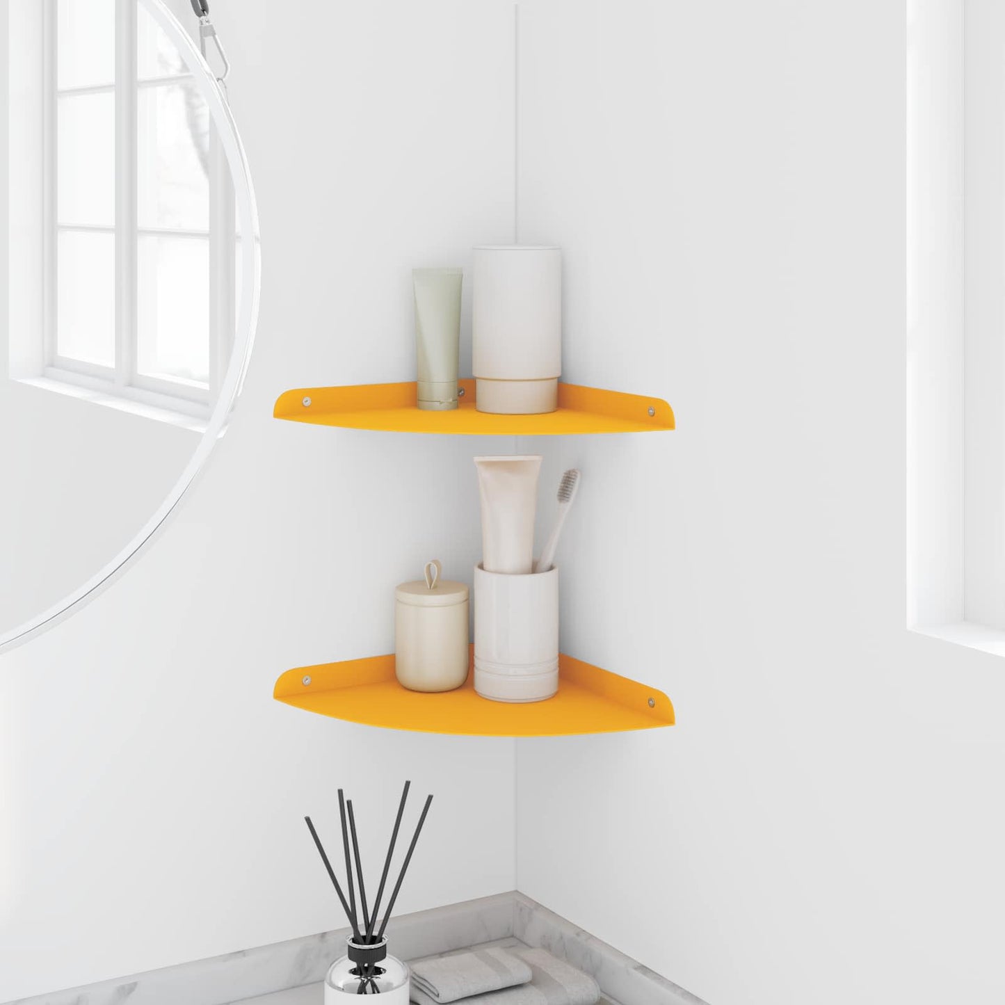 vidaXL Floating Shelf with Shelf 2 pcs Mustard Yellow 24 x 24 x 2 cm