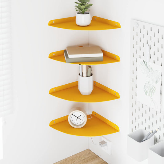 vidaXL Floating Shelf with Shelf 4 pcs Mustard Yellow 24 x 24 x 2 cm