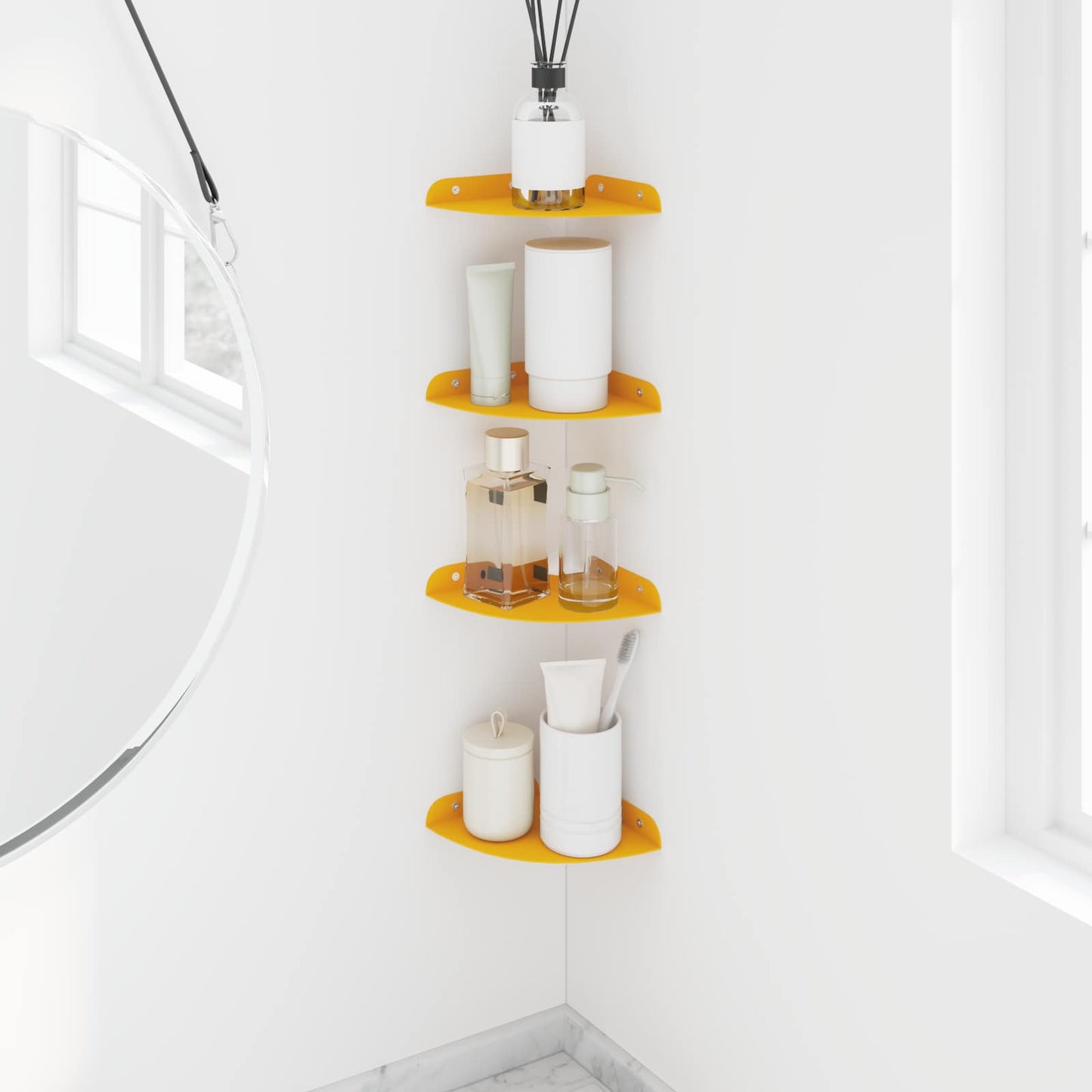 vidaXL Floating Shelf with Shelf 4 pcs Mustard Yellow 24 x 24 x 2 cm