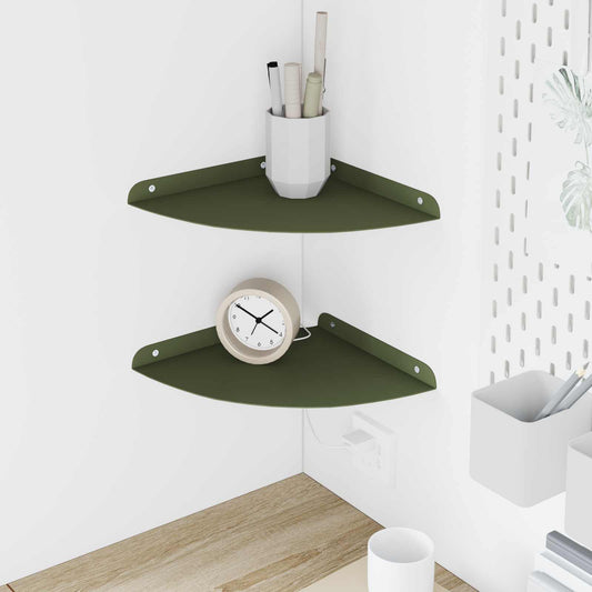 vidaXL Floating Shelf with Shelf 2 pcs Olive Green 24 x 24 x 2 cm