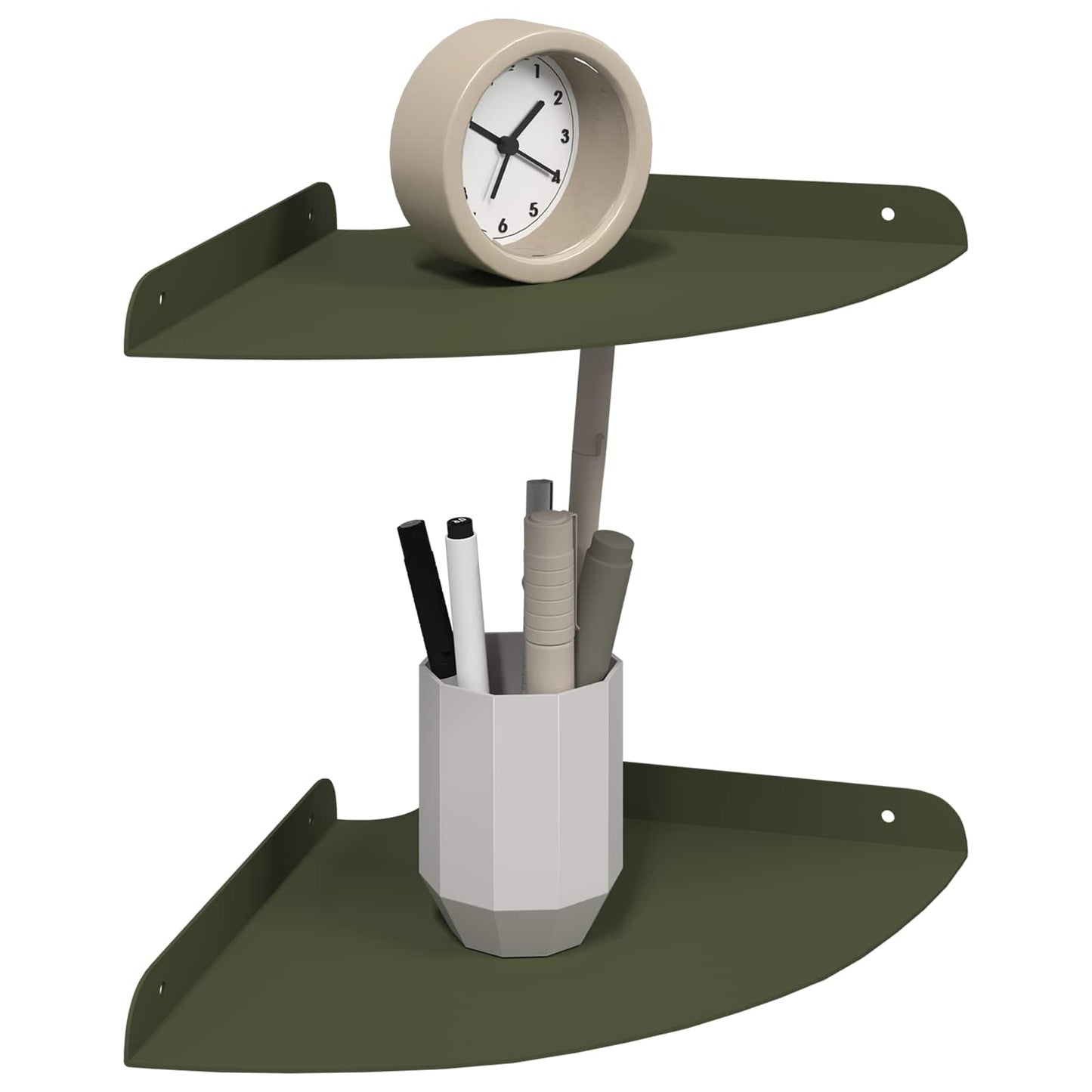 vidaXL Floating Shelf with Shelf 2 pcs Olive Green 24 x 24 x 2 cm