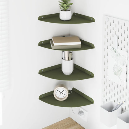 vidaXL Floating Shelf with Shelf 4 pcs Olive Green 24 x 24 x 2 cm