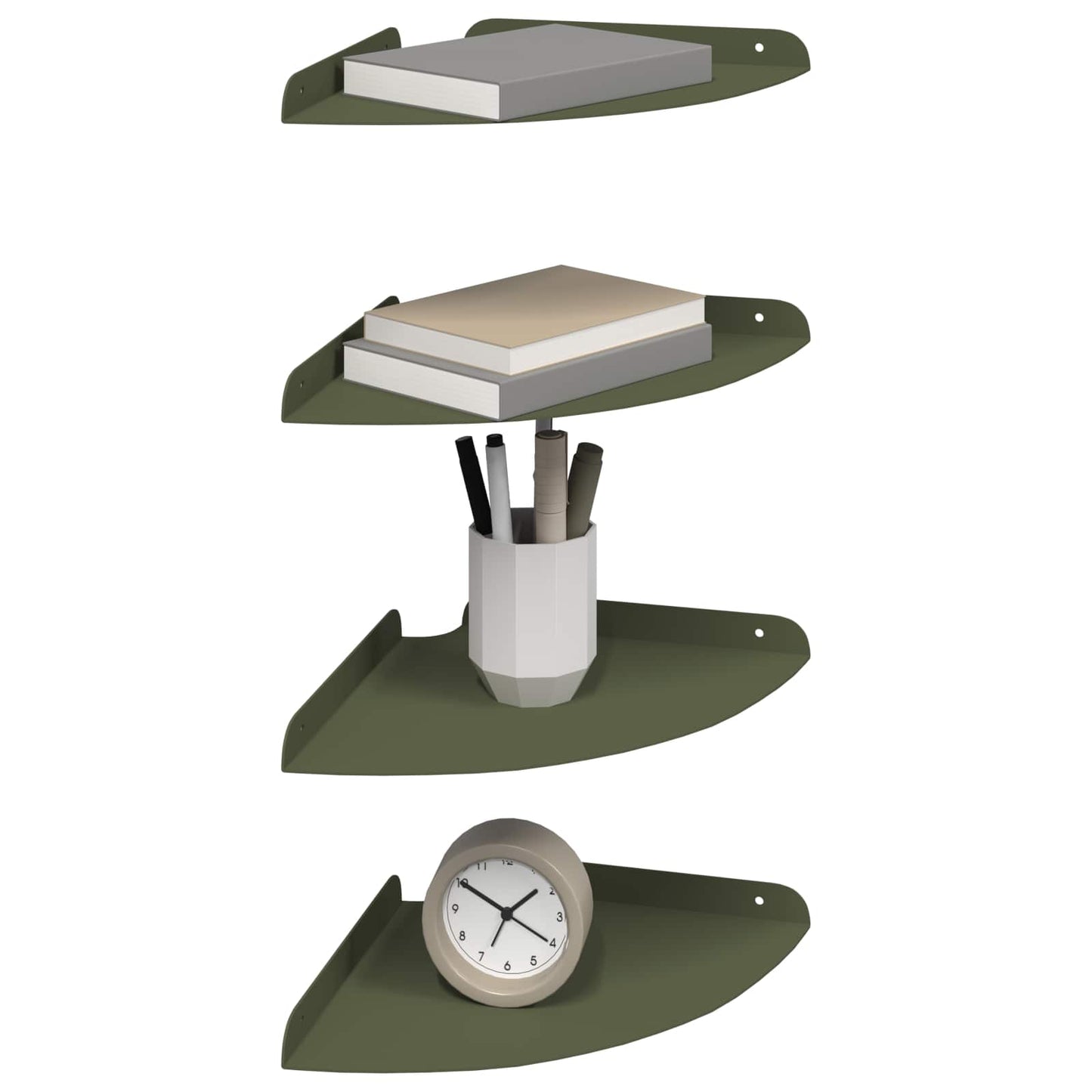 vidaXL Floating Shelf with Shelf 4 pcs Olive Green 24 x 24 x 2 cm