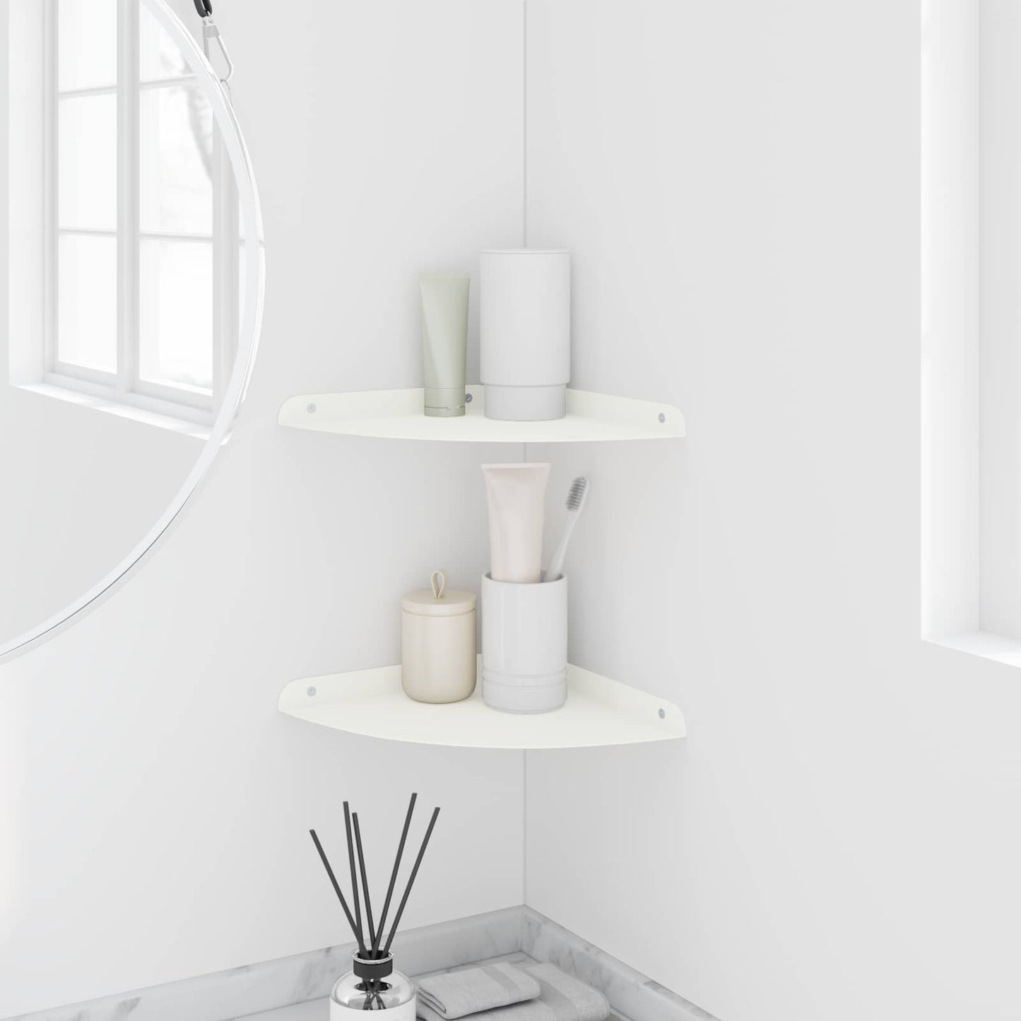 vidaXL Floating Shelf with Shelf 2 pcs White 24 x 24 x 2 cm