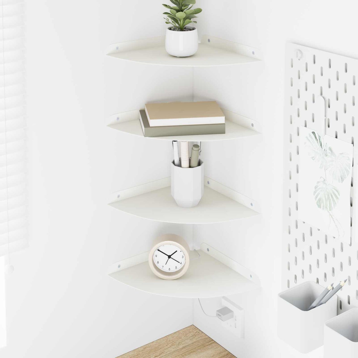 vidaXL Floating Shelf with Shelf 4 pcs White 24 x 24 x 2 cm