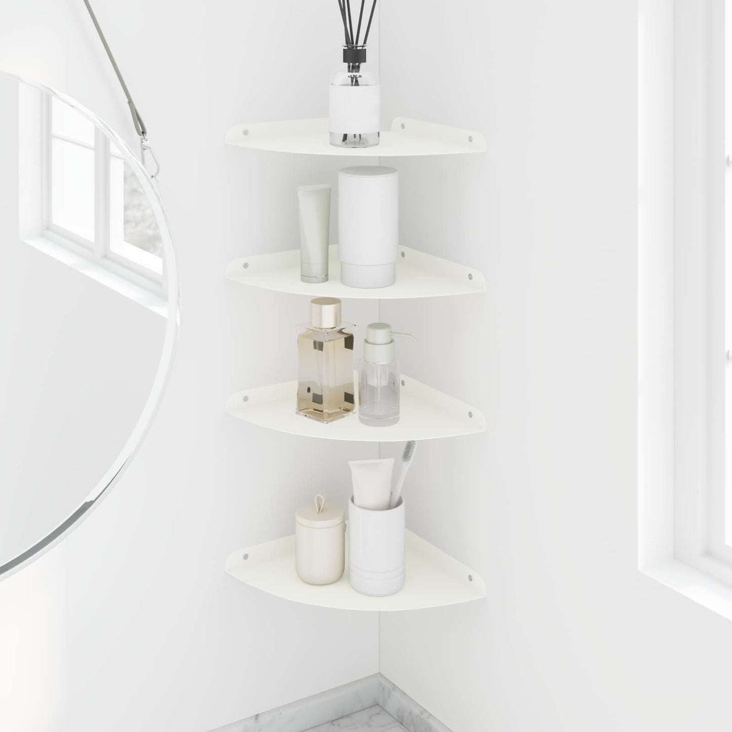 vidaXL Floating Shelf with Shelf 4 pcs White 24 x 24 x 2 cm