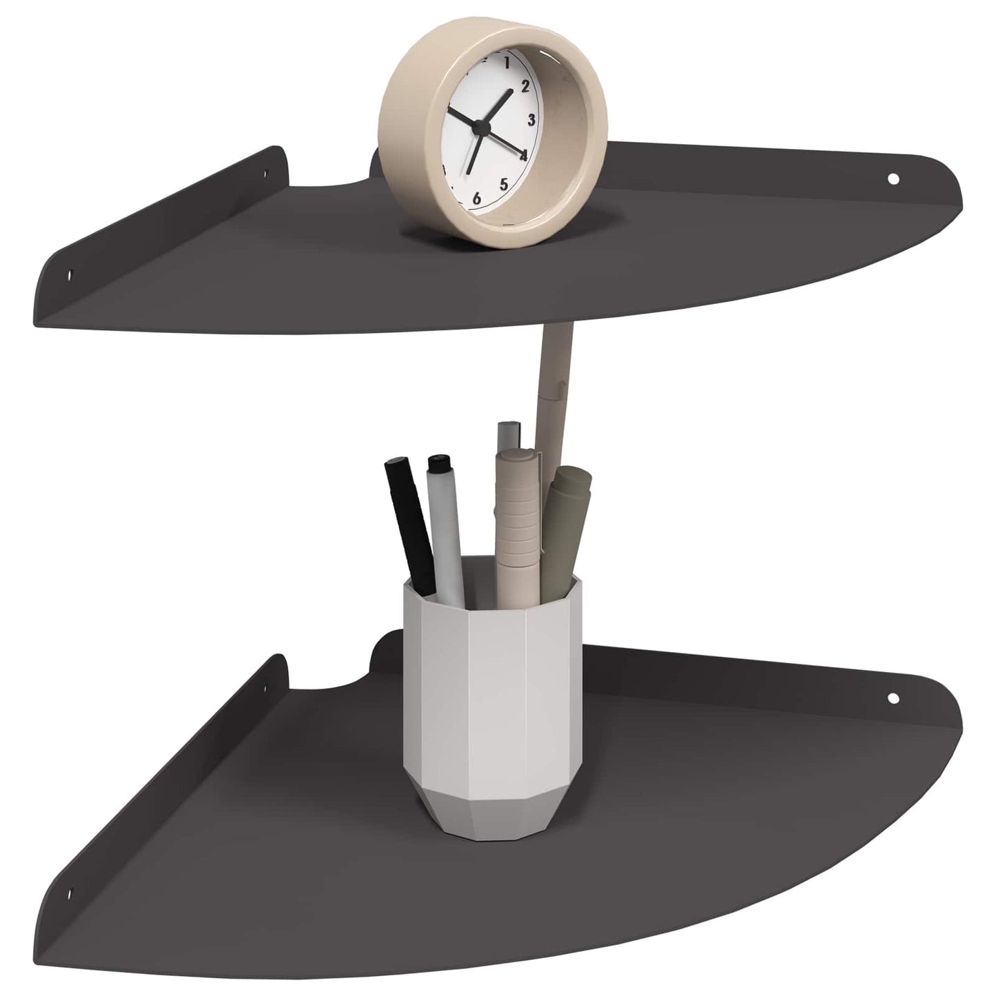 vidaXL Corner Floating Shelf with Shelf 2 pcs Black 30 x 30 x 2 cm