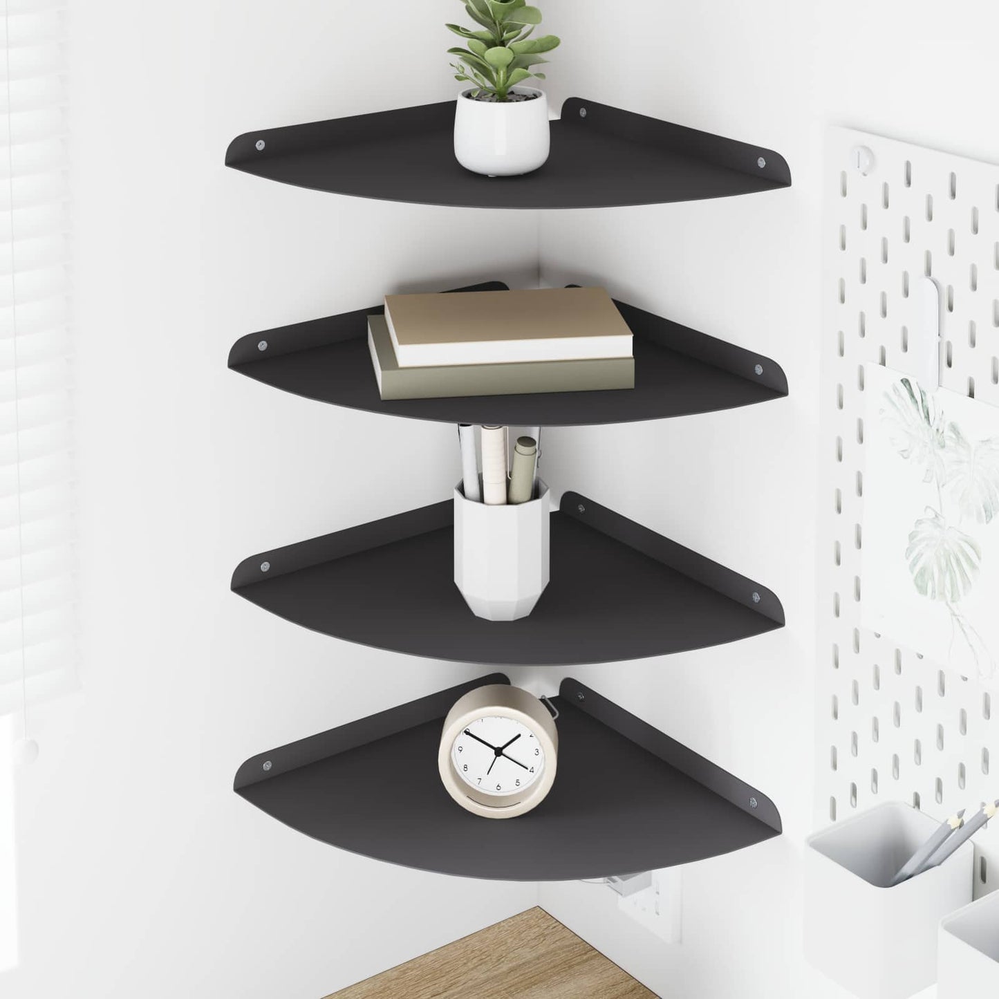 vidaXL Floating Shelf with Shelf 4 pcs Black 30 x 30 x 2 cm