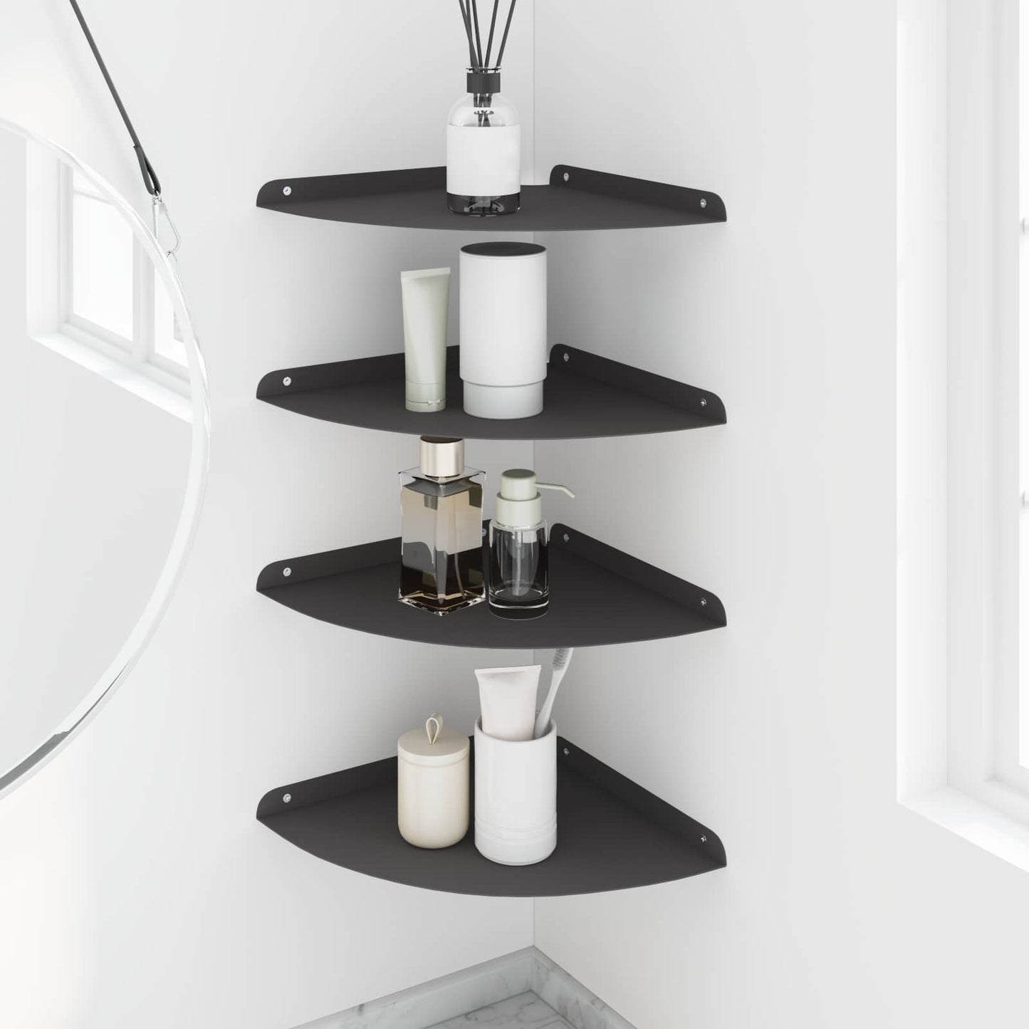 vidaXL Floating Shelf with Shelf 4 pcs Black 30 x 30 x 2 cm