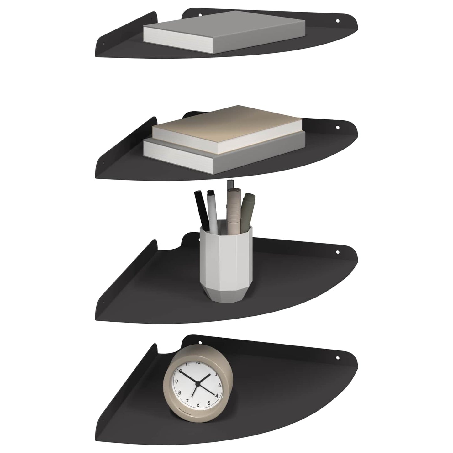 vidaXL Floating Shelf with Shelf 4 pcs Black 30 x 30 x 2 cm