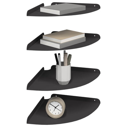 vidaXL Floating Shelf with Shelf 4 pcs Black 30 x 30 x 2 cm