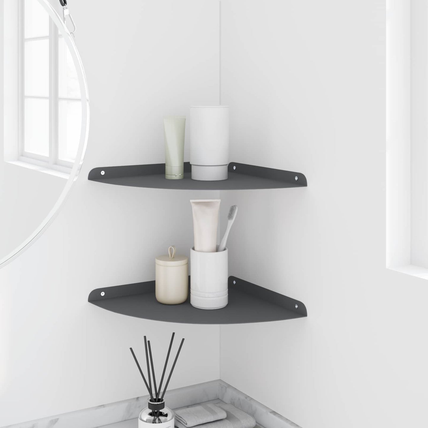 vidaXL Floating Shelf with Shelf 2 pcs Anthracite 30 x 30 x 2 cm
