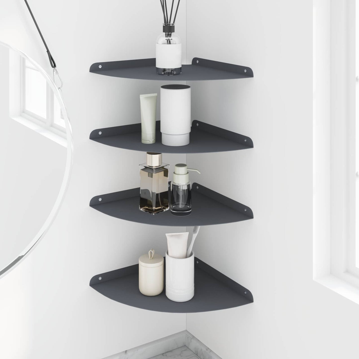 vidaXL Floating Shelf with Shelf 4 pcs Anthracite 30 x 30 x 2 cm