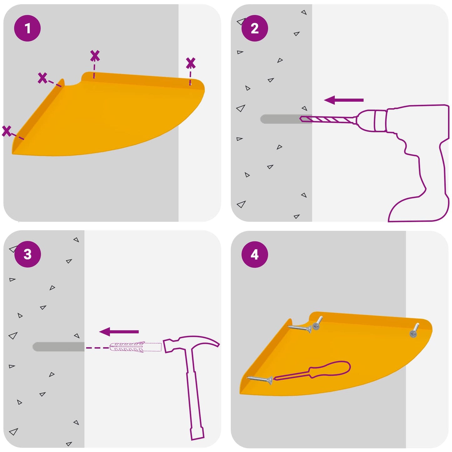 vidaXL Floating Shelf with Shelf 2 pcs Mustard Yellow 30 x 30 x 2 cm