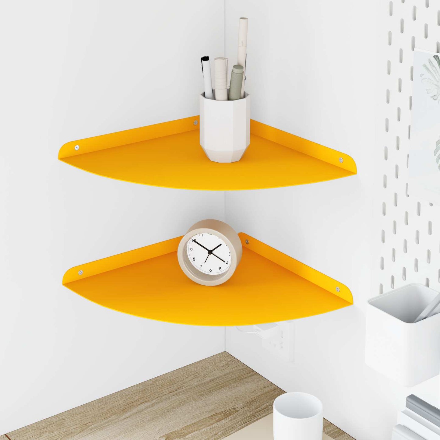 vidaXL Floating Shelf with Shelf 2 pcs Mustard Yellow 30 x 30 x 2 cm