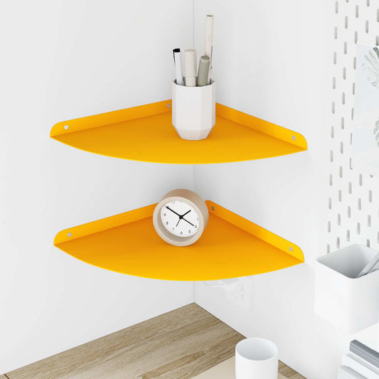 vidaXL Floating Shelf with Shelf 2 pcs Mustard Yellow 30 x 30 x 2 cm
