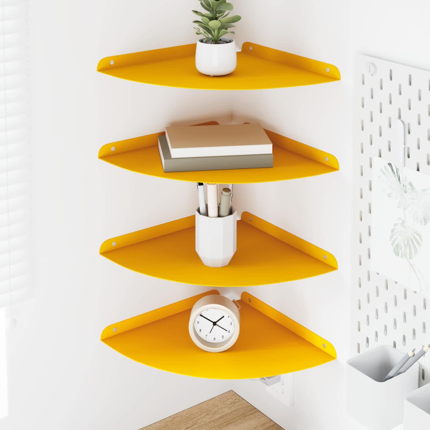 vidaXL Floating Shelf with Shelf 4 pcs Mustard Yellow 30 x 30 x 2 cm
