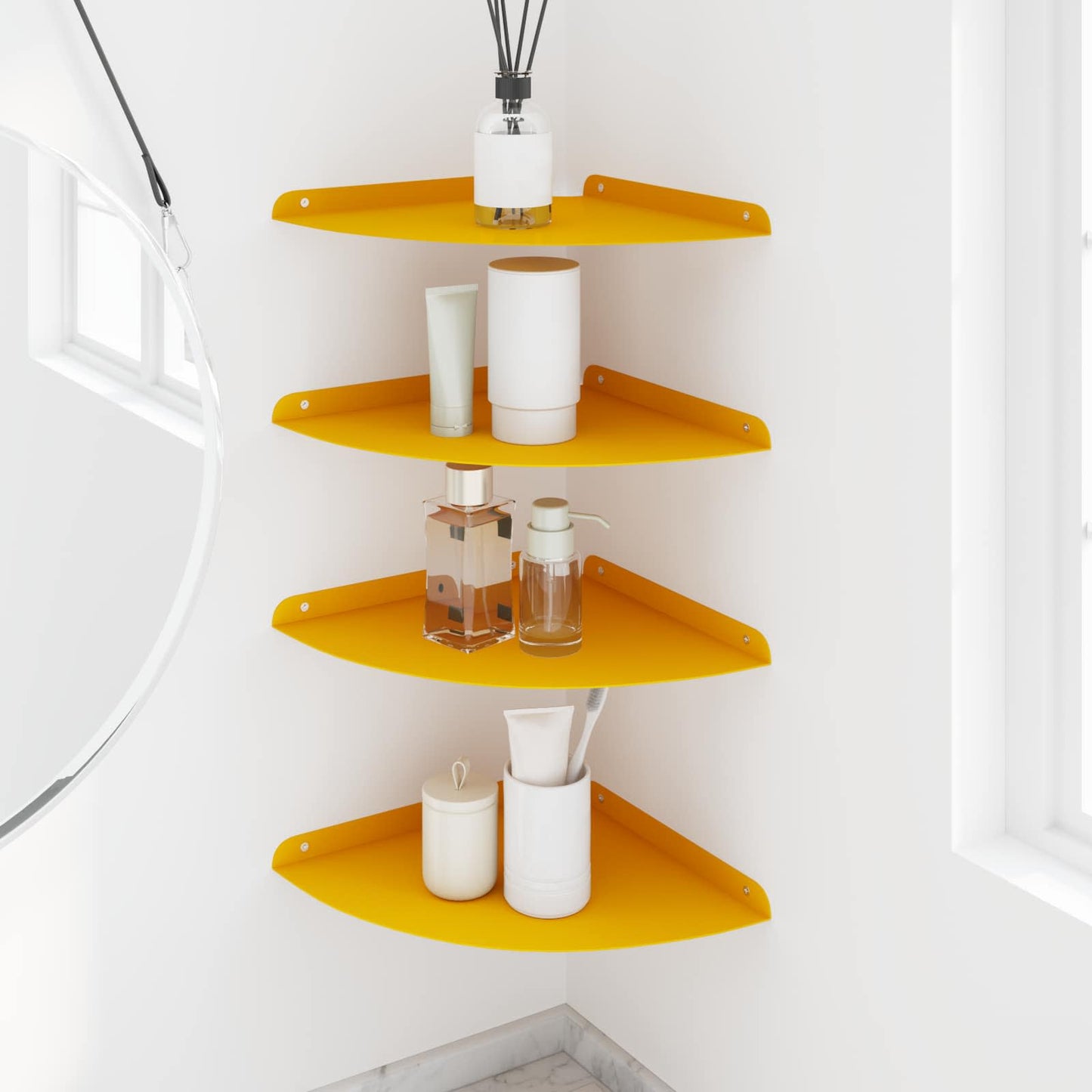 vidaXL Floating Shelf with Shelf 4 pcs Mustard Yellow 30 x 30 x 2 cm