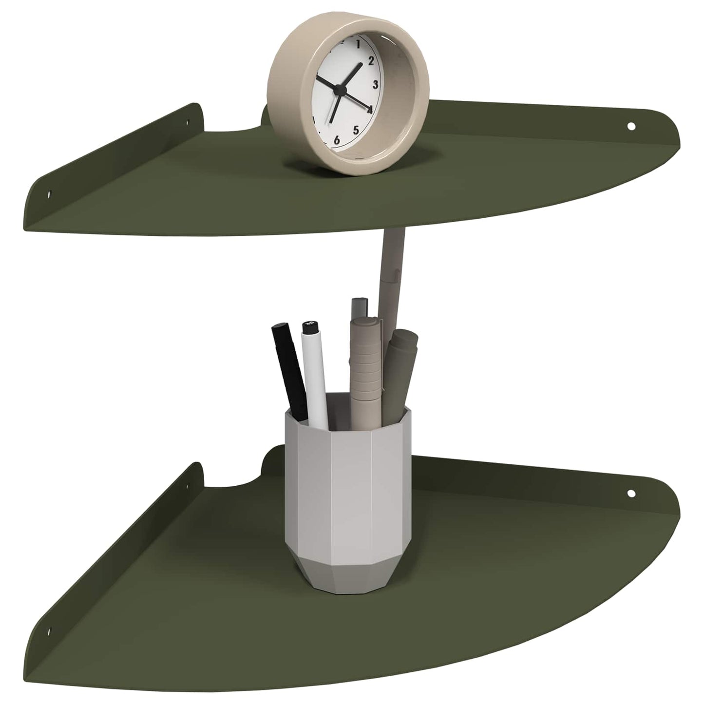 vidaXL Floating Shelf with Shelf 2 pcs Olive Green 30 x 30 x 2 cm