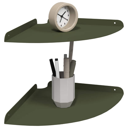 vidaXL Floating Shelf with Shelf 2 pcs Olive Green 30 x 30 x 2 cm