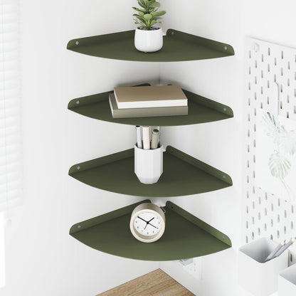 vidaXL Floating Shelf with Shelf 4 pcs Olive green 30 x 30 x 2 cm