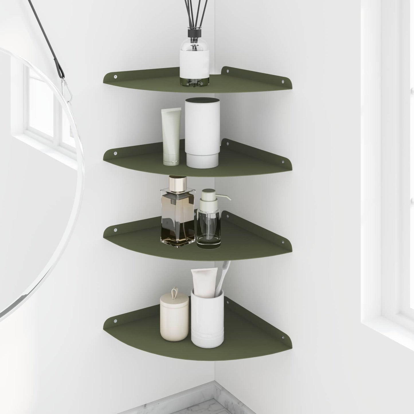 vidaXL Floating Shelf with Shelf 4 pcs Olive green 30 x 30 x 2 cm