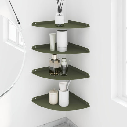 vidaXL Floating Shelf with Shelf 4 pcs Olive green 30 x 30 x 2 cm