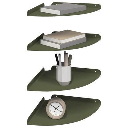 vidaXL Floating Shelf with Shelf 4 pcs Olive green 30 x 30 x 2 cm