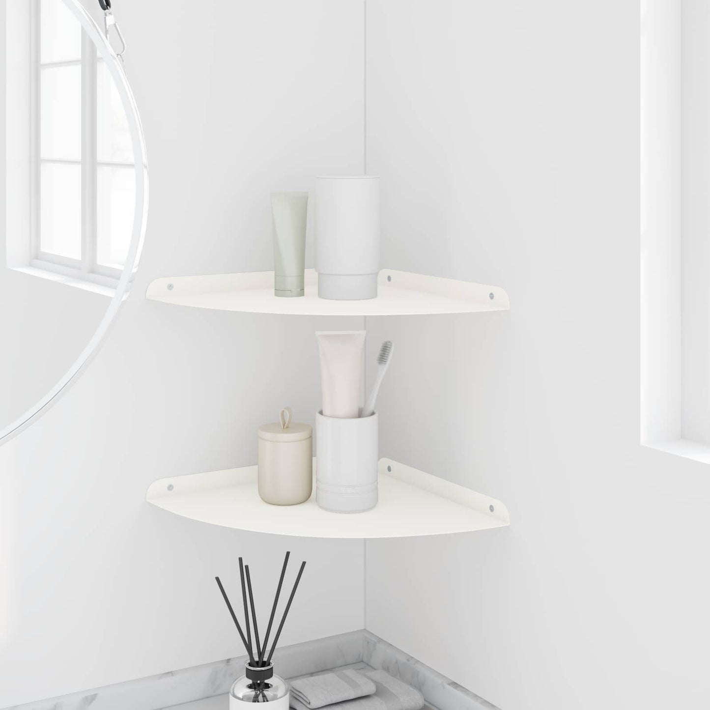 vidaXL Floating Shelf with Shelf 2 pcs White 30 x 30 x 2 cm