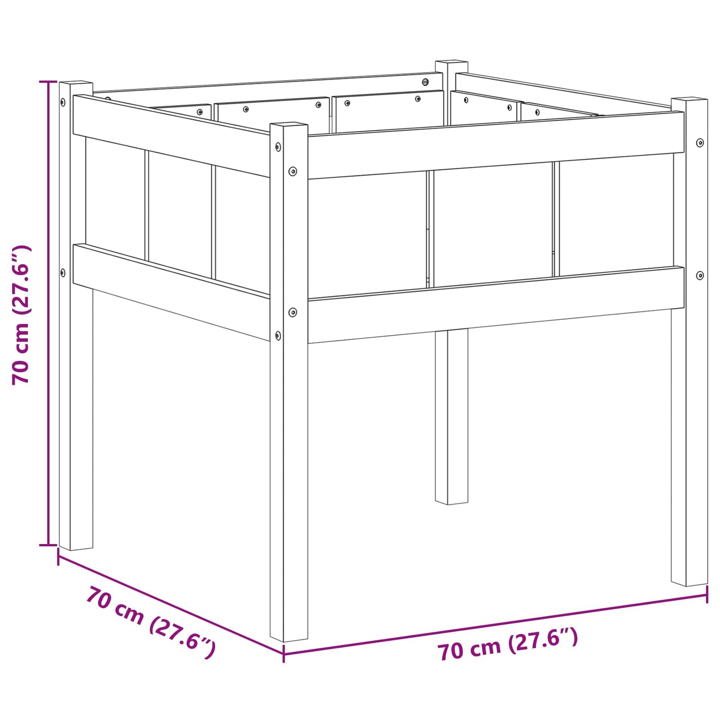 vidaXL Garden Planter Nature 70 x 70 x 70 cm Solid Pine Wood