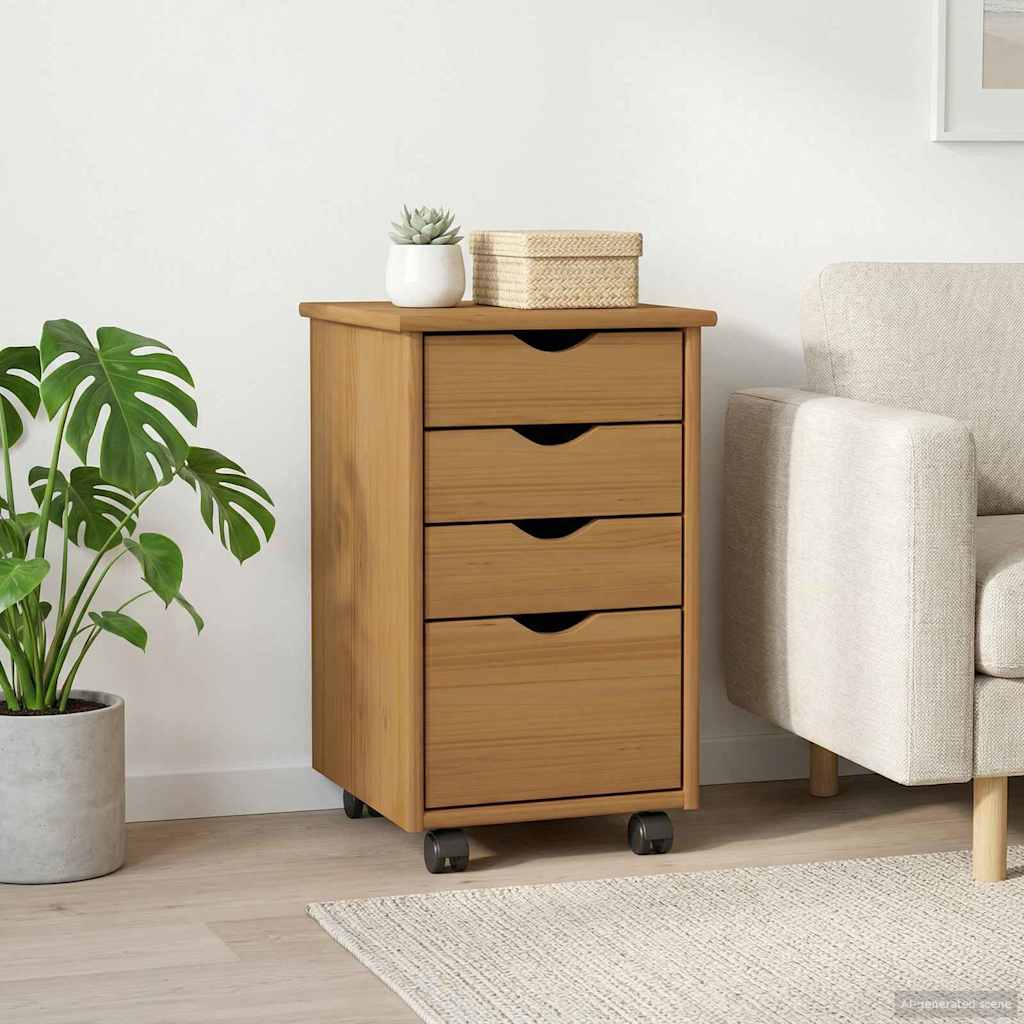 vidaXL Rolling Cabinet MOSS Honey Brown 34 x 39 x 56 cm