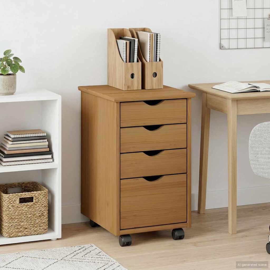 vidaXL Rolling Cabinet MOSS Honey Brown 34 x 39 x 56 cm
