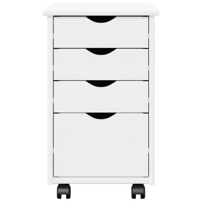 vidaXL Rolling Cabinet White 34 x 39 x 56 cm Solid Pine Wood