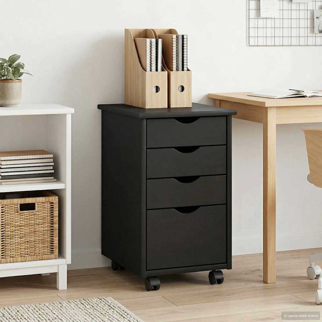 vidaXL Rolling Cabinet with Wheel Grey 34 x 39 x 56 cm Solid Pine Wood